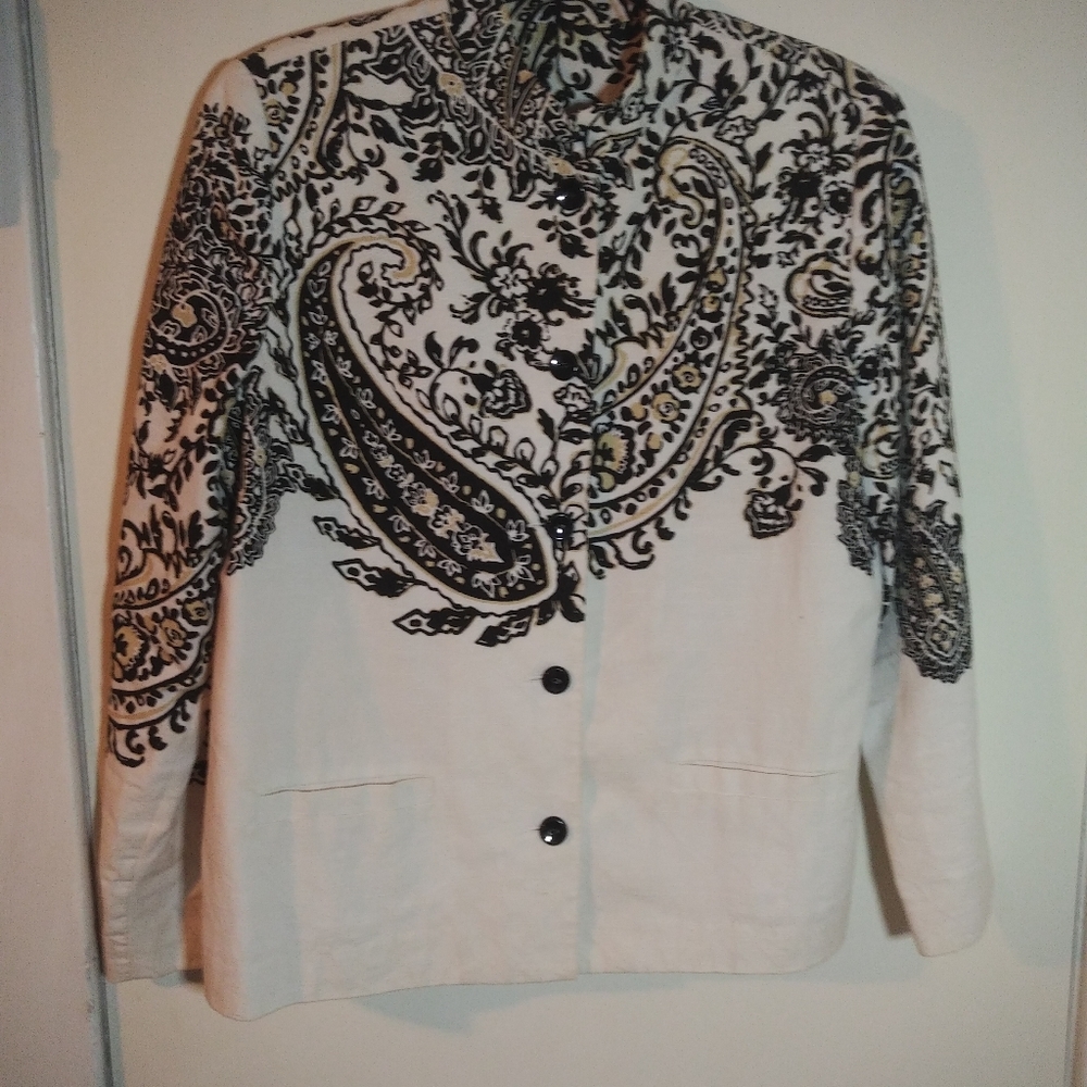 Linen jacket with pattern, size medium